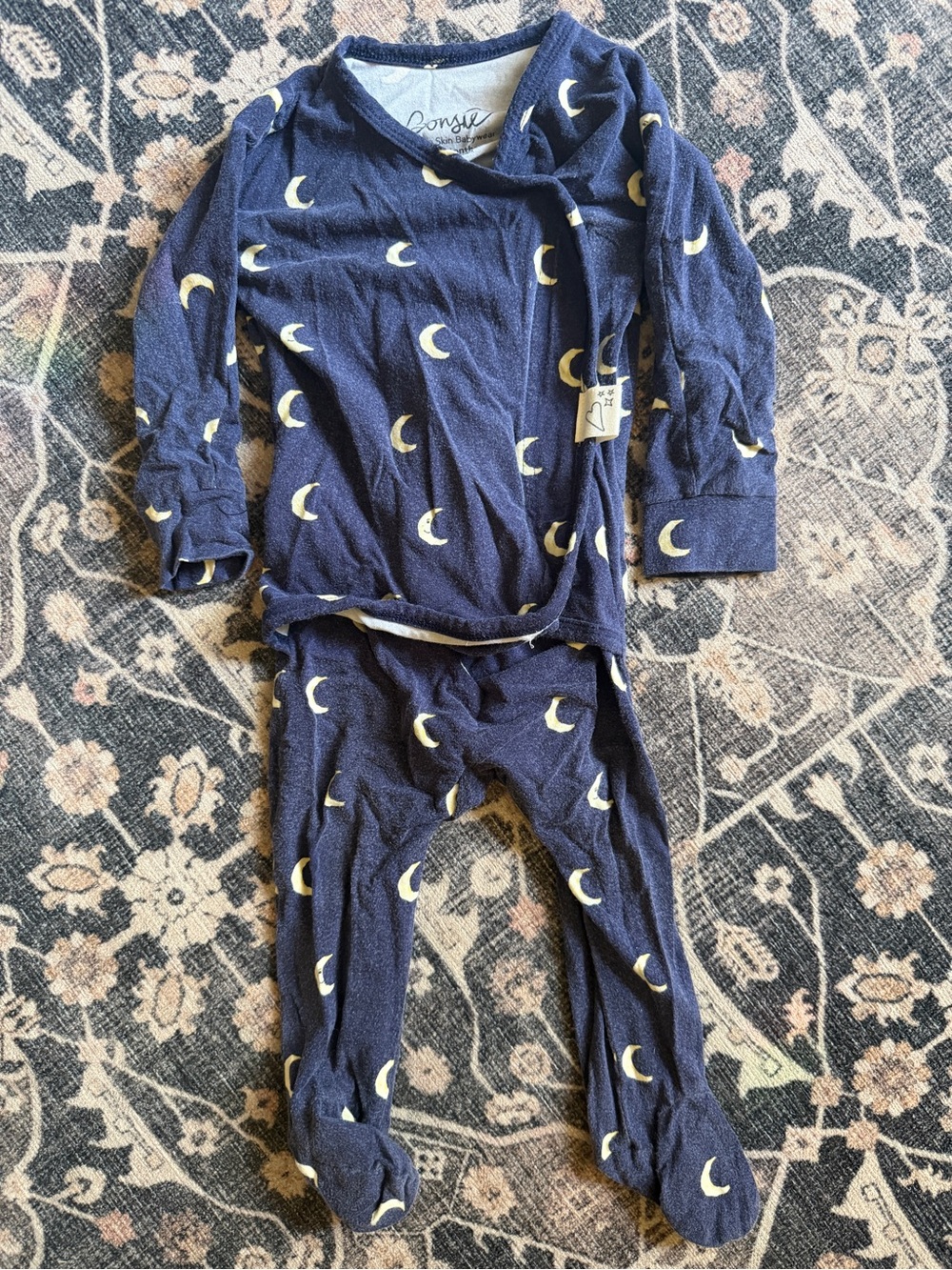 Moon Pattern Navy Kids Pajama Set by Crane